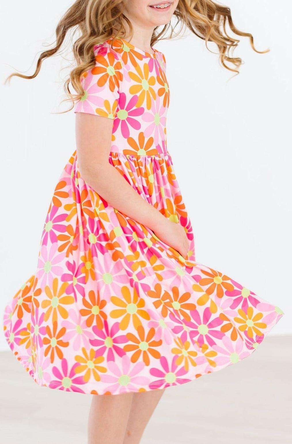 Retro Daisies S/S Pocket Twirl Dress by Mila & Rose ®