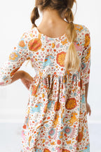 Retro Unicorns 3/4 Sleeve Pocket Twirl Dress by Mila & Rose ®