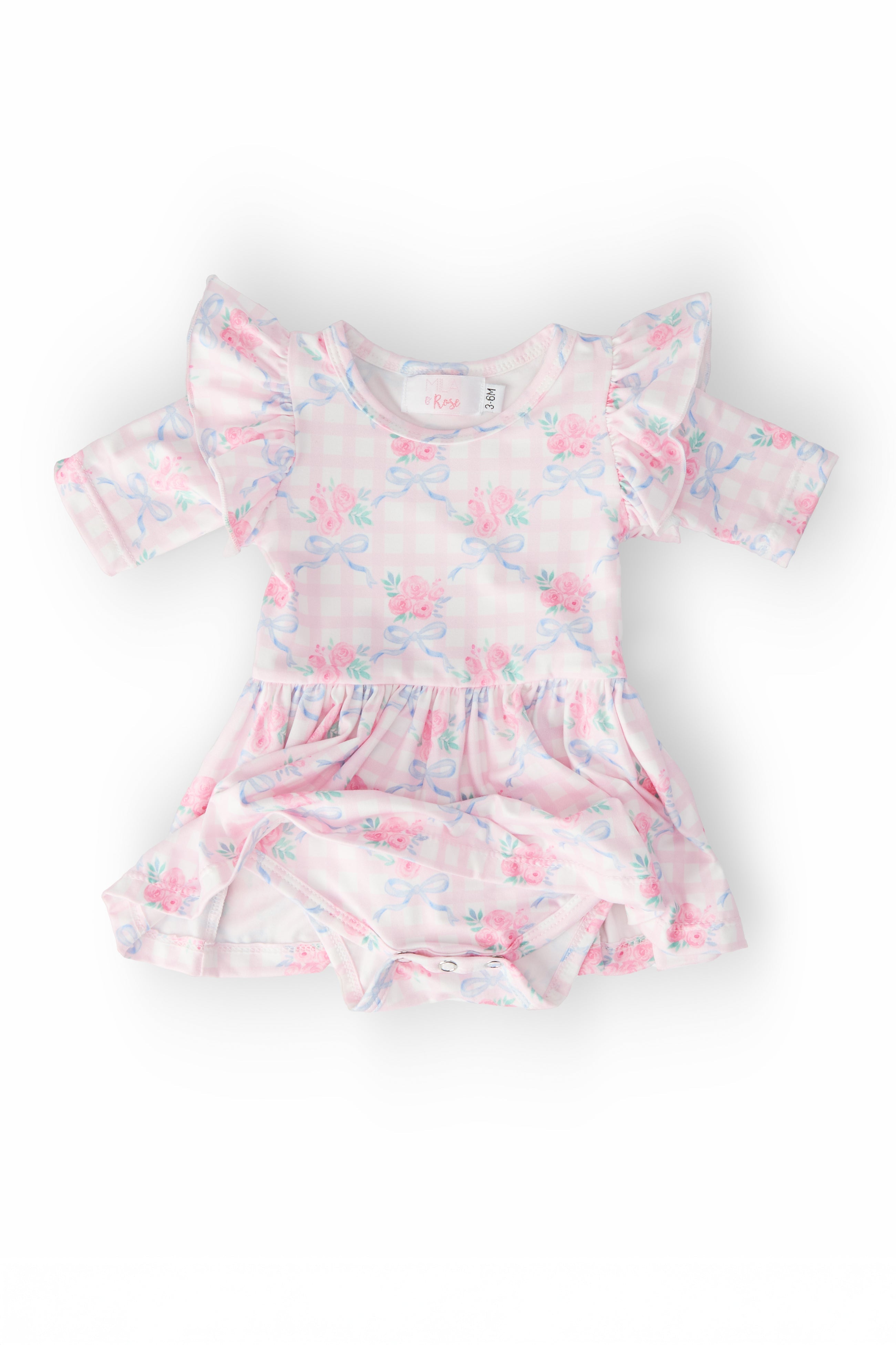 Ribbons & Roses 3/4 Sleeve Flutter Twirl Bodysuit by Mila & Rose ®