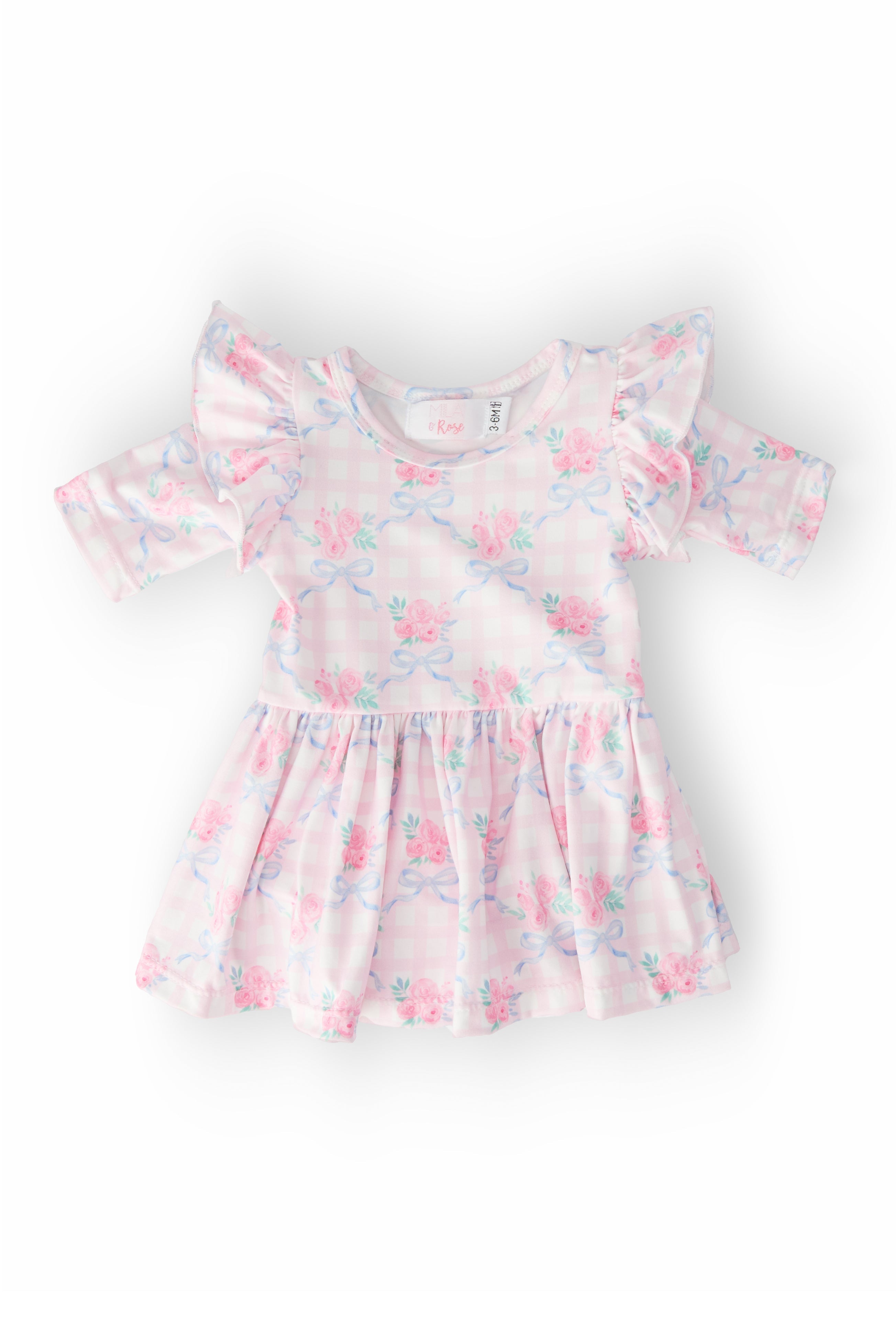 Ribbons & Roses 3/4 Sleeve Flutter Twirl Bodysuit by Mila & Rose ®