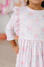 Ribbons & Roses 3/4 Sleeve Ruffle Twirl Dress by Mila & Rose ®