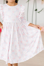 Ribbons & Roses 3/4 Sleeve Ruffle Twirl Dress by Mila & Rose ®