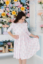Ribbons & Roses 3/4 Sleeve Ruffle Twirl Dress by Mila & Rose ®