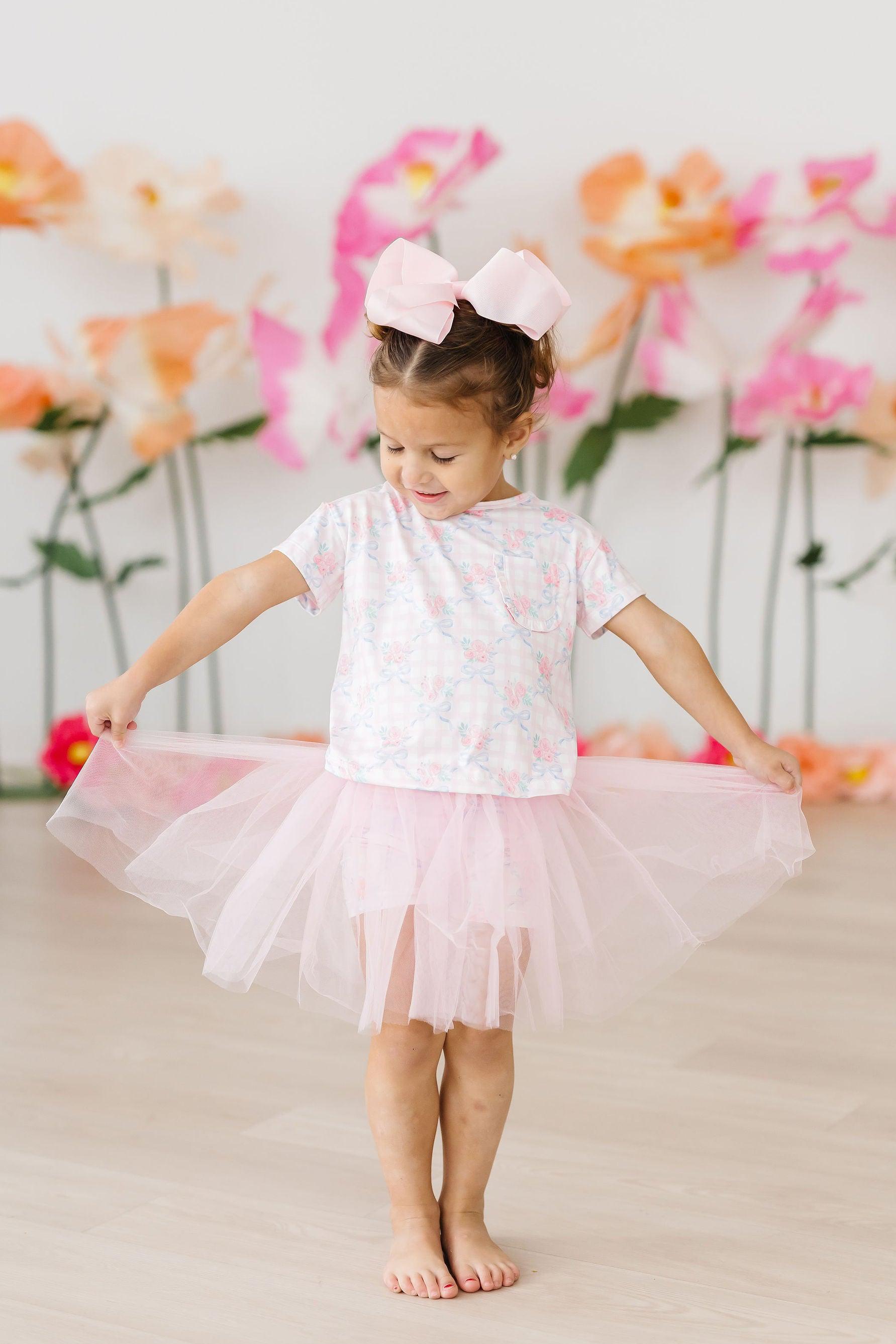 Ribbons & Roses Ruffle Pocket Tee by Mila & Rose ®