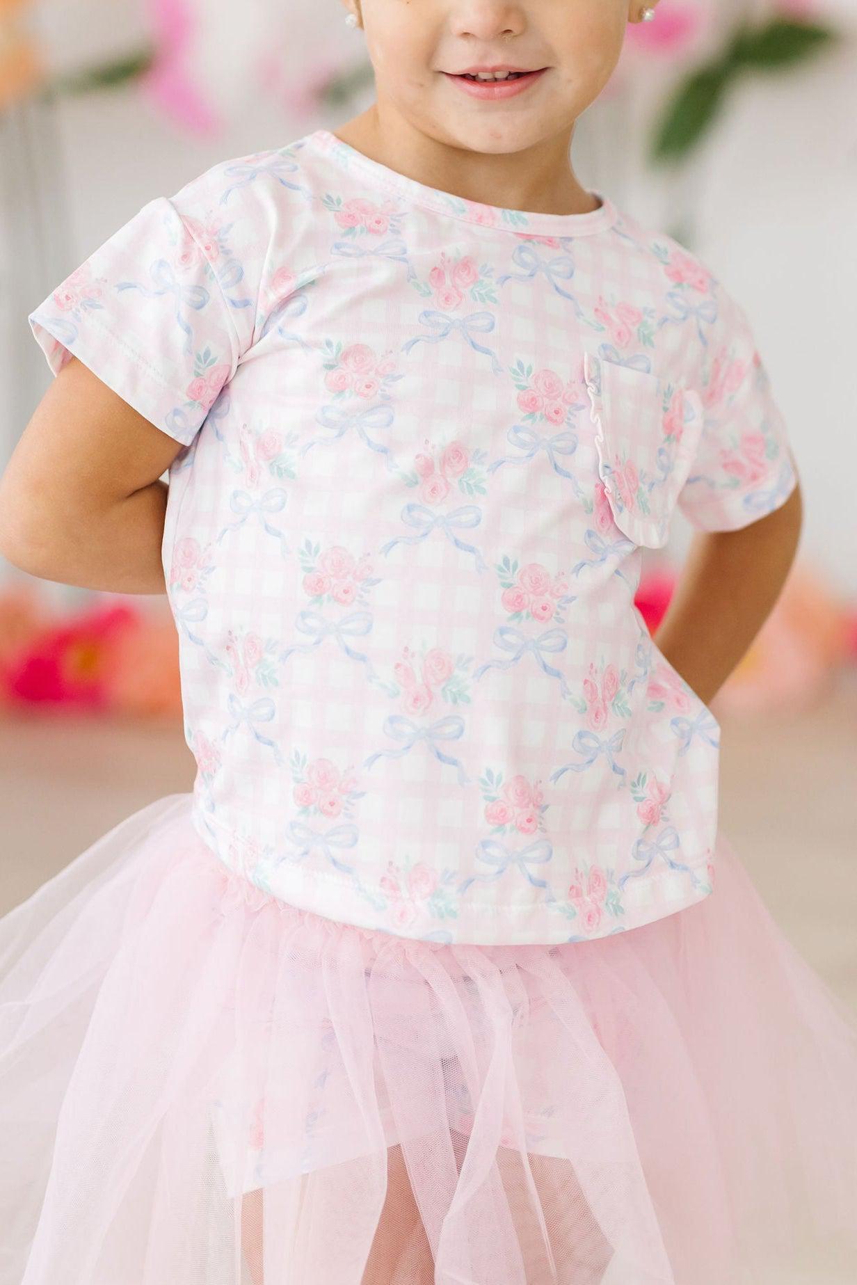 Ribbons & Roses Ruffle Pocket Tee by Mila & Rose ®
