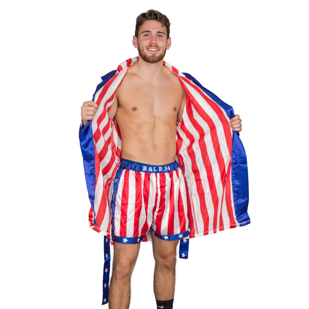 Adult Satin American Flag Robe Movie Boxer Halloween Cosplay Costume Replica Robe by TVStoreOnline
