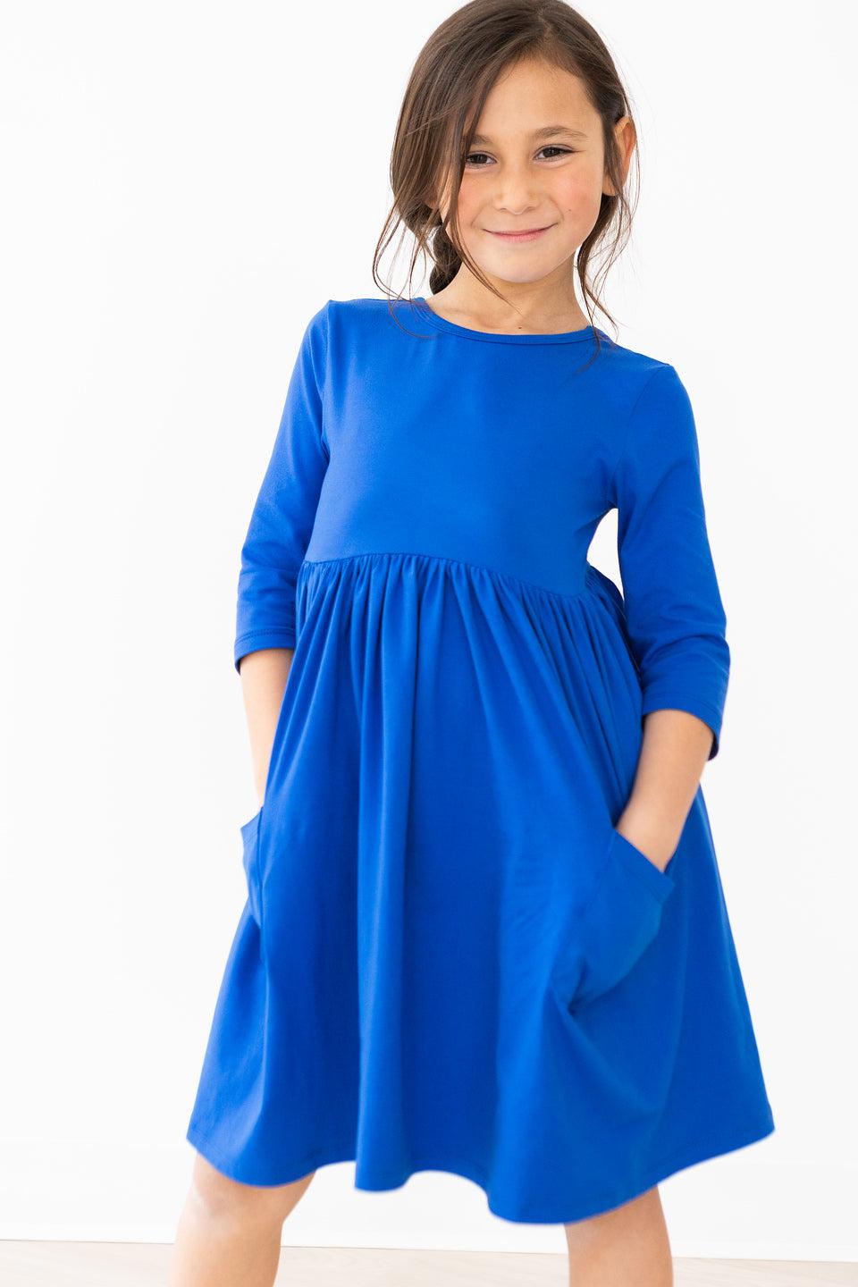 Royal Blue 3/4 Sleeve Pocket Twirl Dress by Mila & Rose ®