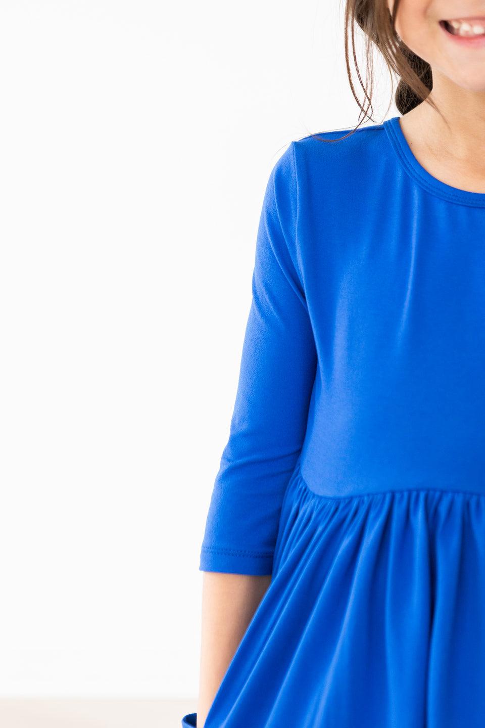 Royal Blue 3/4 Sleeve Pocket Twirl Dress by Mila & Rose ®