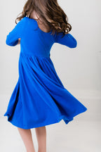 Royal Blue 3/4 Sleeve Pocket Twirl Dress by Mila & Rose ®