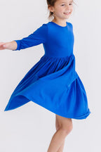 Royal Blue 3/4 Sleeve Pocket Twirl Dress by Mila & Rose ®