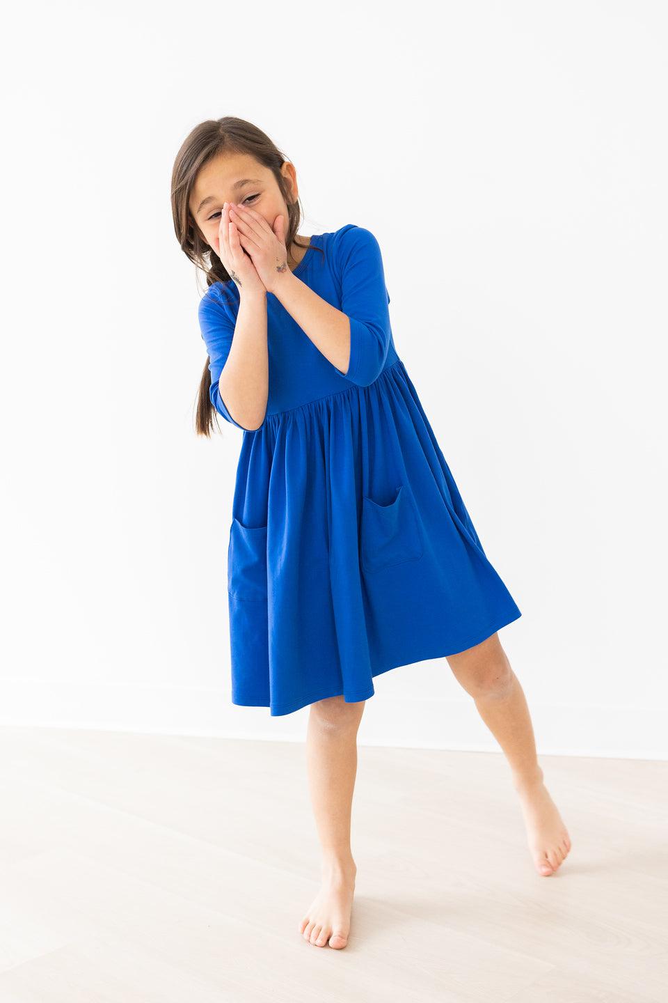 Royal Blue 3/4 Sleeve Pocket Twirl Dress by Mila & Rose ®