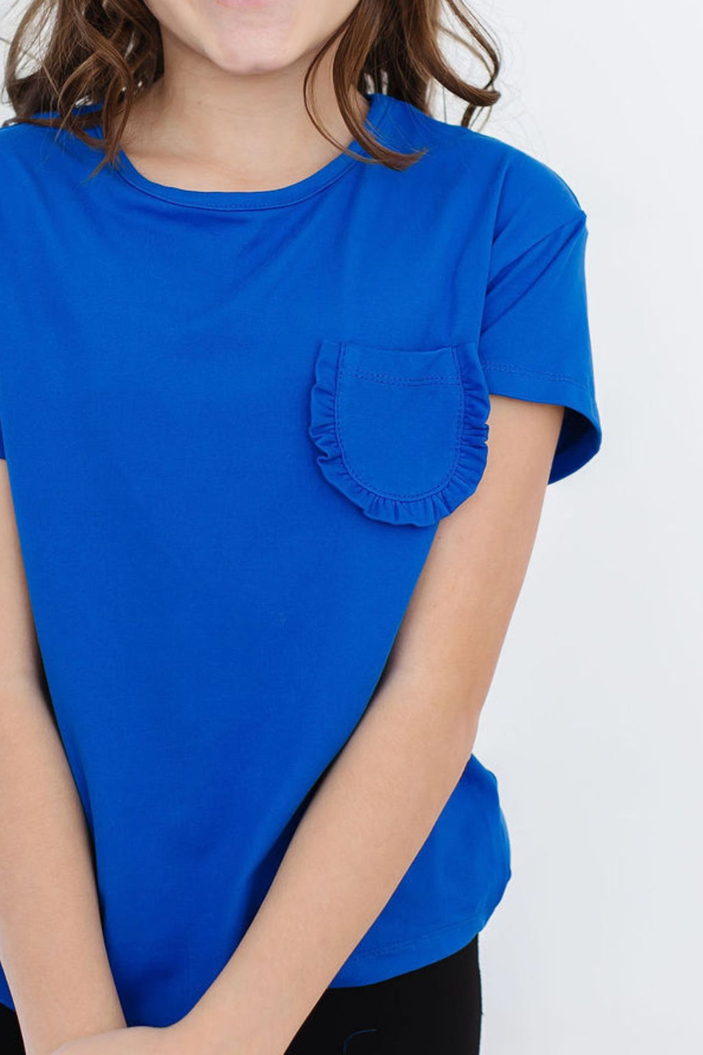 Royal Blue Ruffle Pocket Tee by Mila & Rose ®