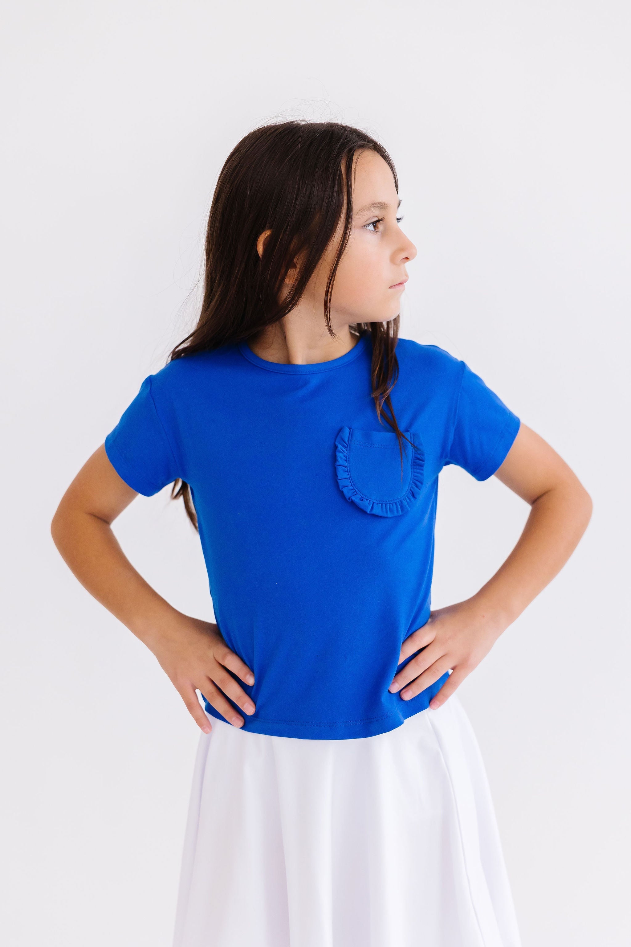 Royal Blue Ruffle Pocket Tee by Mila & Rose ®