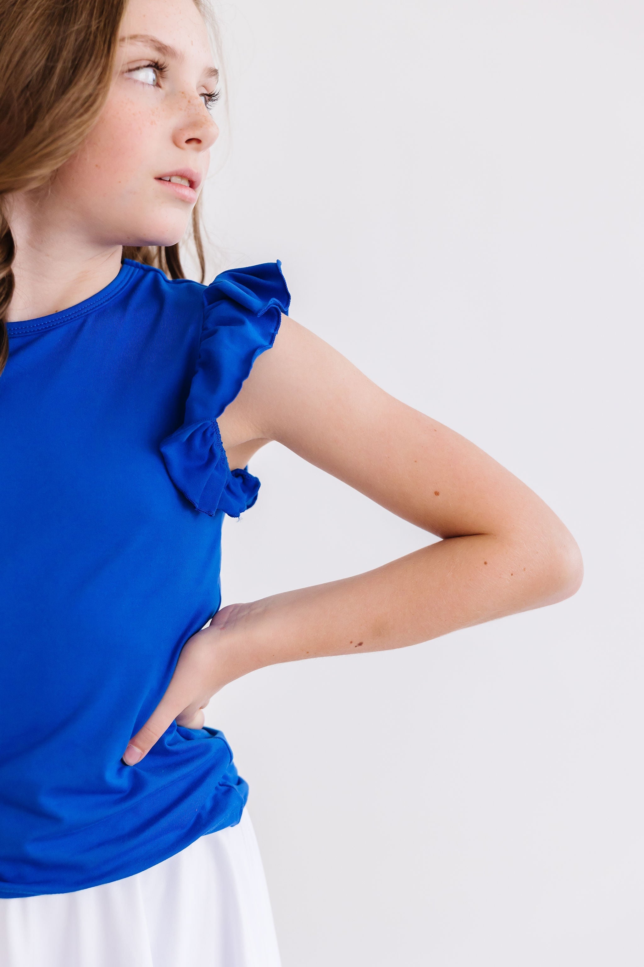 Royal Blue S/S Ruffle Tee by Mila & Rose ®