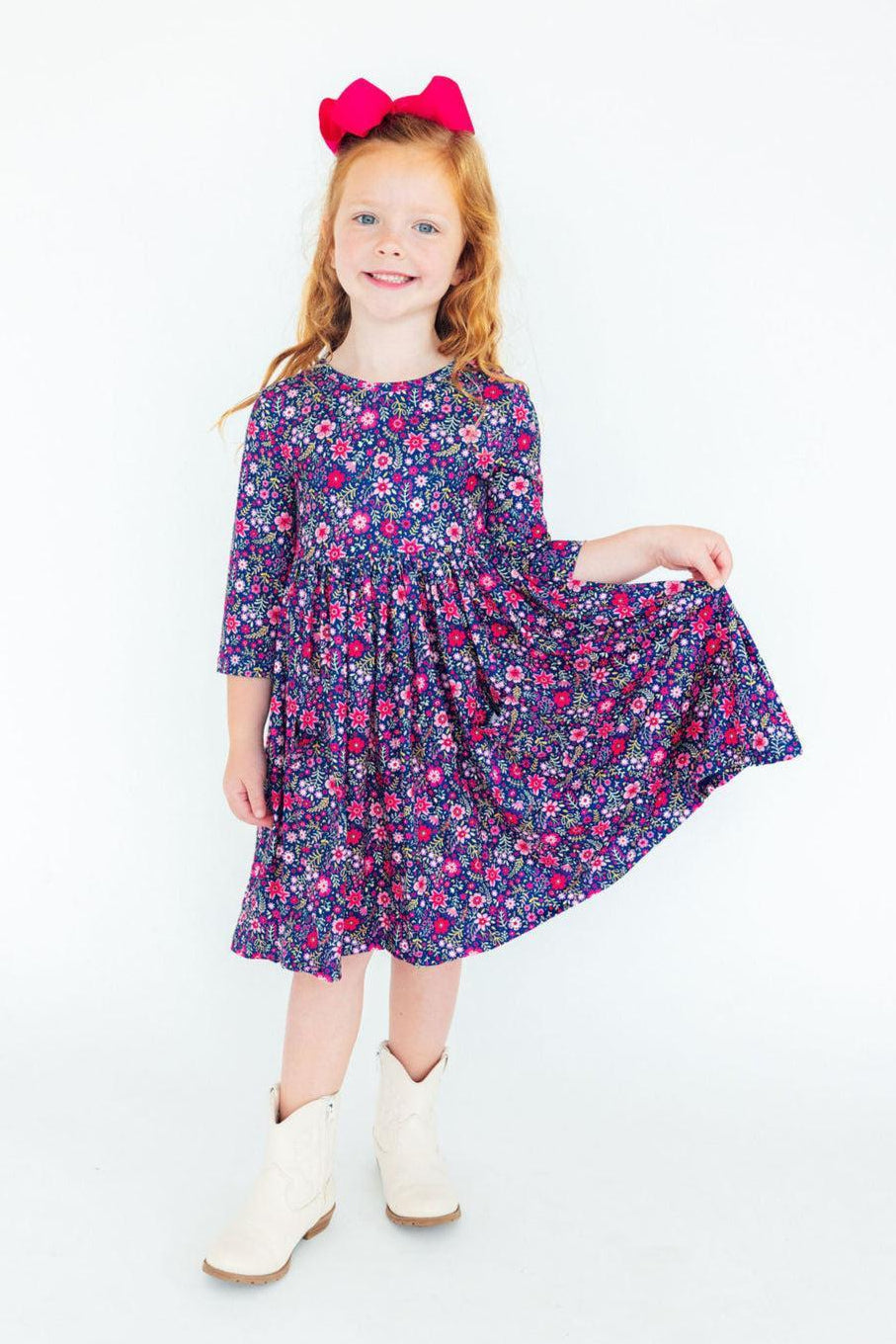 Flower Farm 3/4 Sleeve Pocket Twirl Dress by Mila & Rose ®