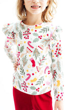 Holly Jolly Christmas L/S Ruffle Tee by Mila & Rose ®