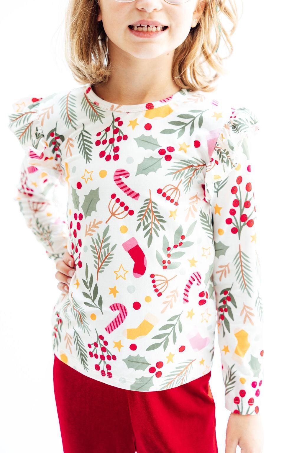 Holly Jolly Christmas L/S Ruffle Tee by Mila & Rose ®