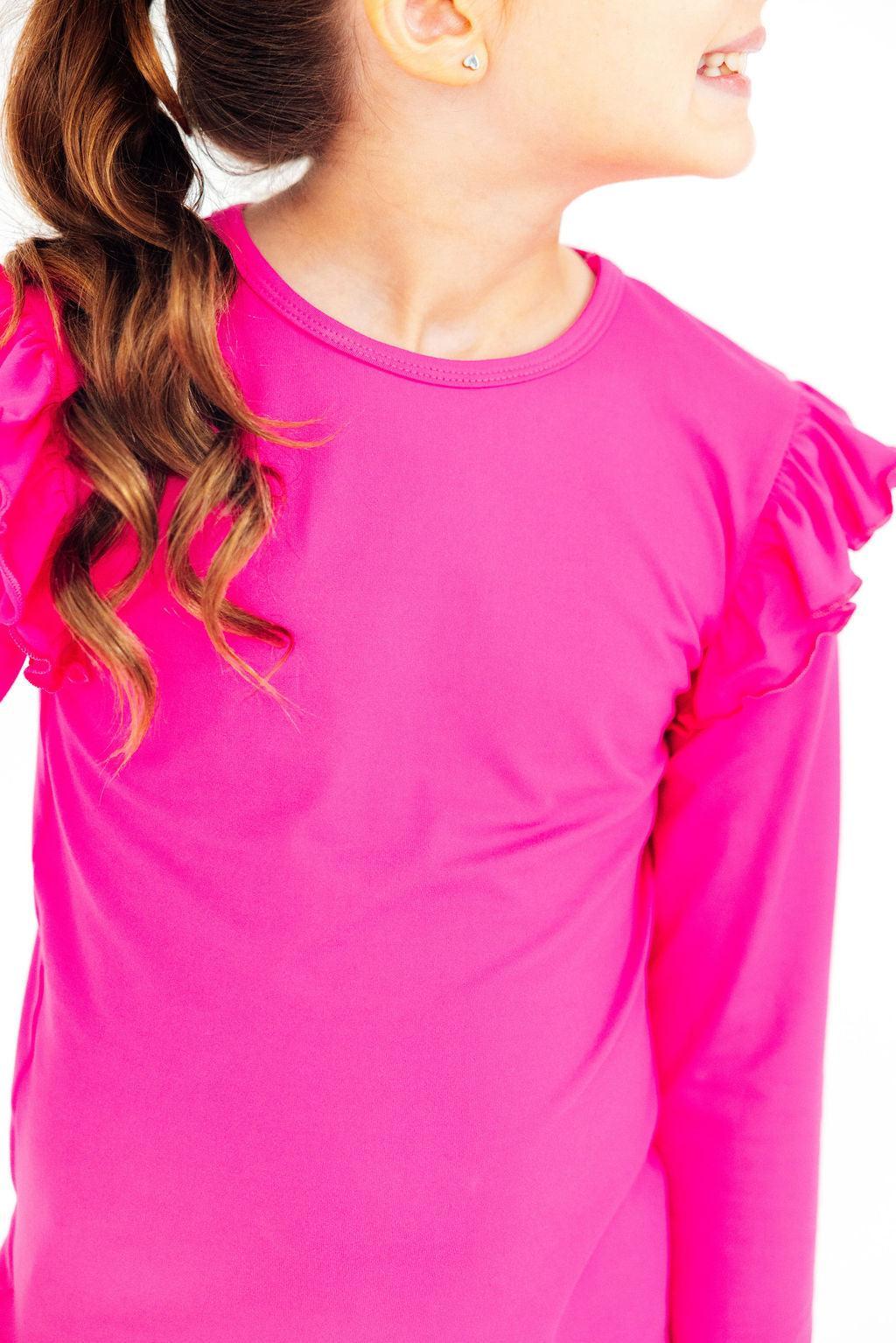 Hot Pink L/S Ruffle Tee by Mila & Rose ®
