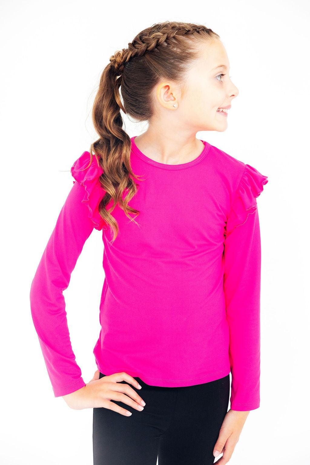 Hot Pink L/S Ruffle Tee by Mila & Rose ®