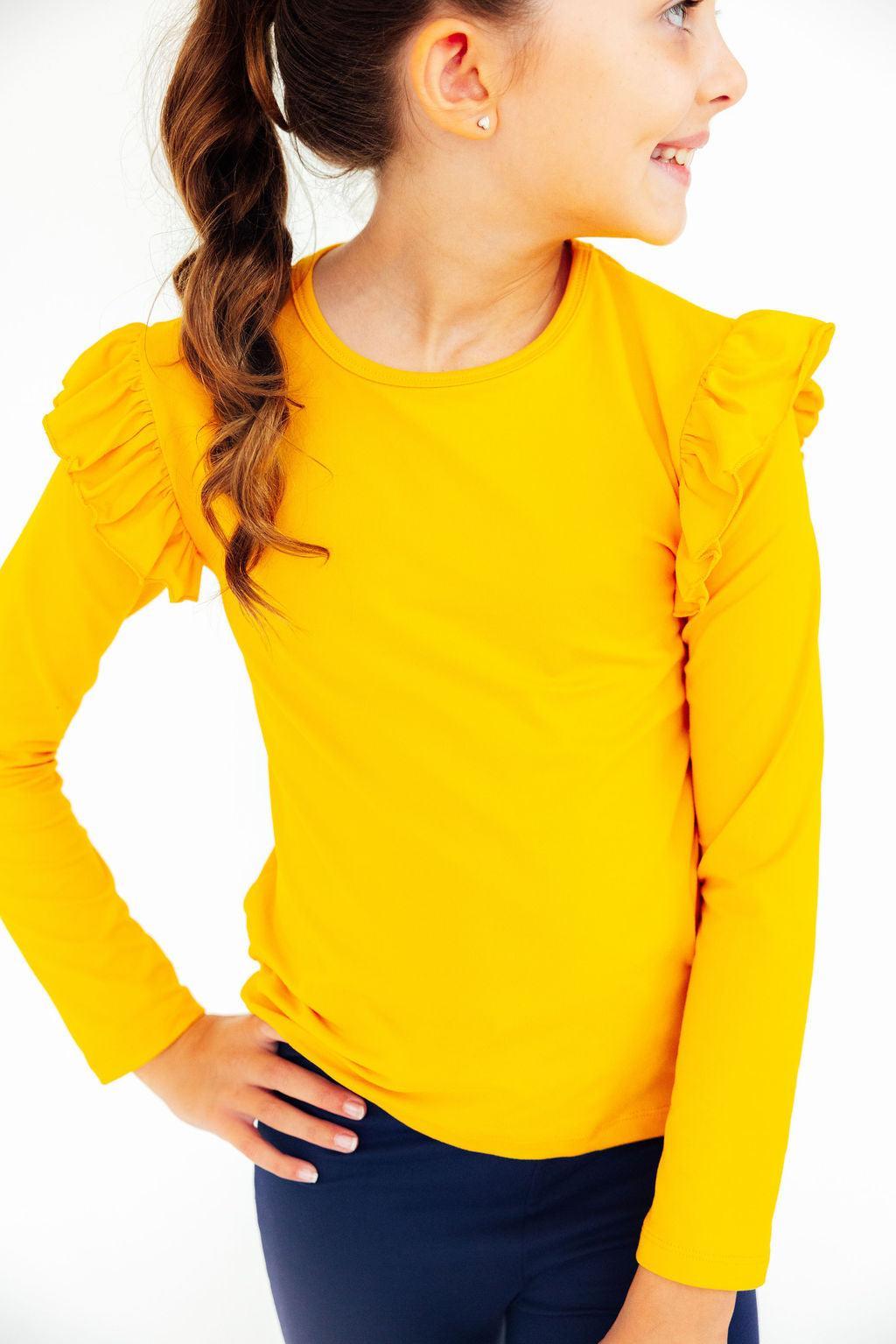 Mustard L/S Ruffle Tee by Mila & Rose ®