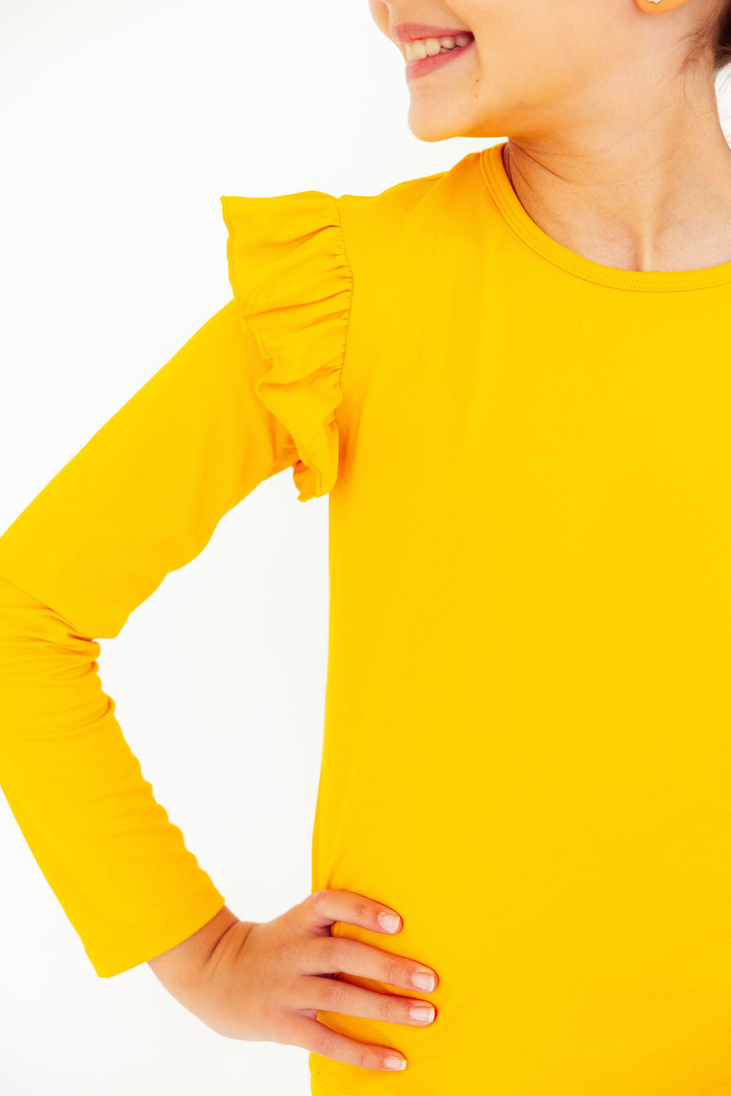 Mustard L/S Ruffle Tee by Mila & Rose ®