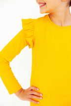 Mustard L/S Ruffle Tee by Mila & Rose ®