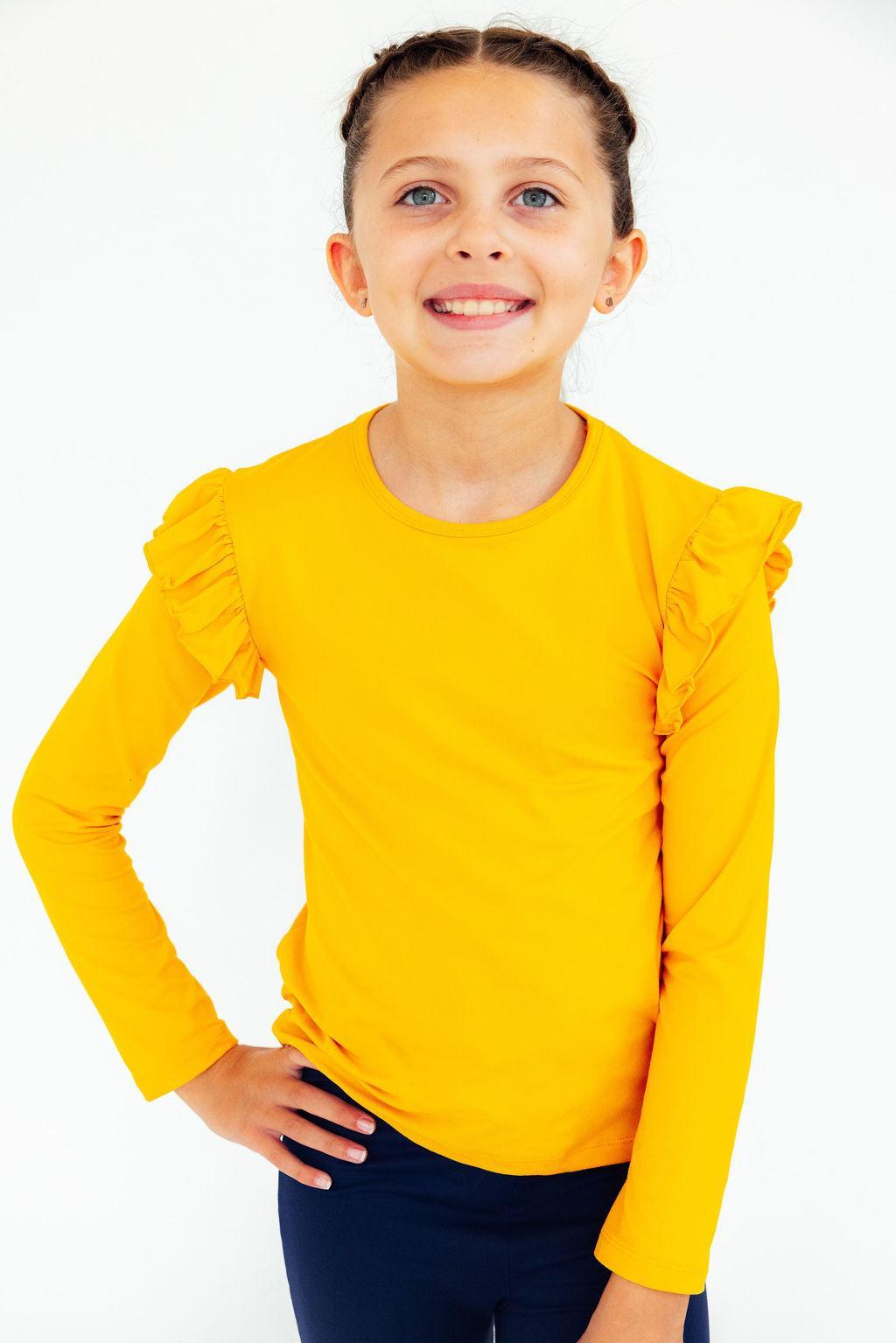 Mustard L/S Ruffle Tee by Mila & Rose ®