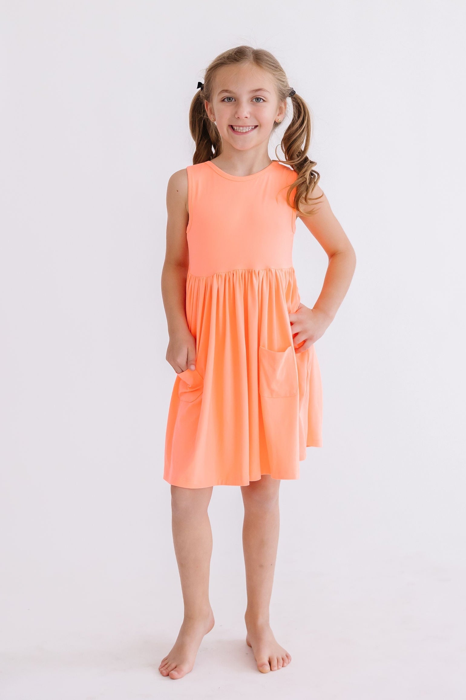 Neon Coral Tank Pocket Twirl Dress by Mila & Rose ®