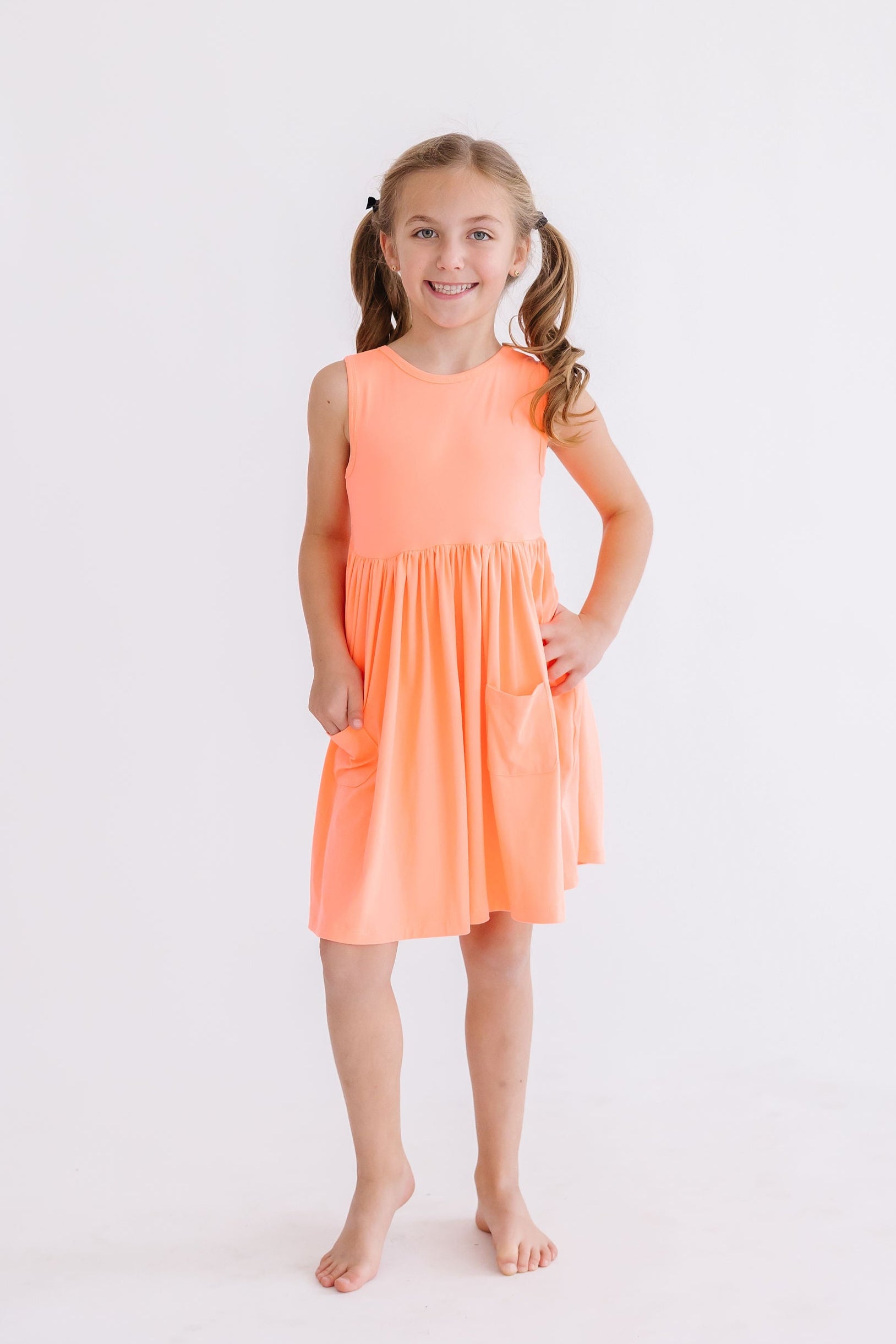 Neon Coral Tank Pocket Twirl Dress by Mila & Rose ®