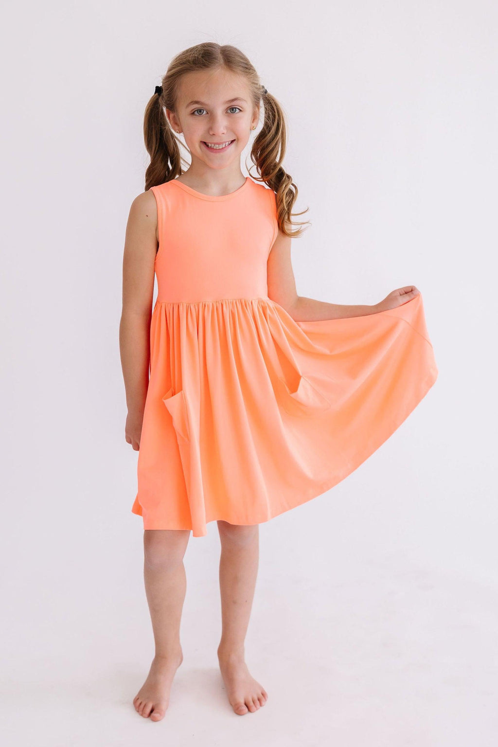 Neon Coral Tank Pocket Twirl Dress by Mila & Rose ®