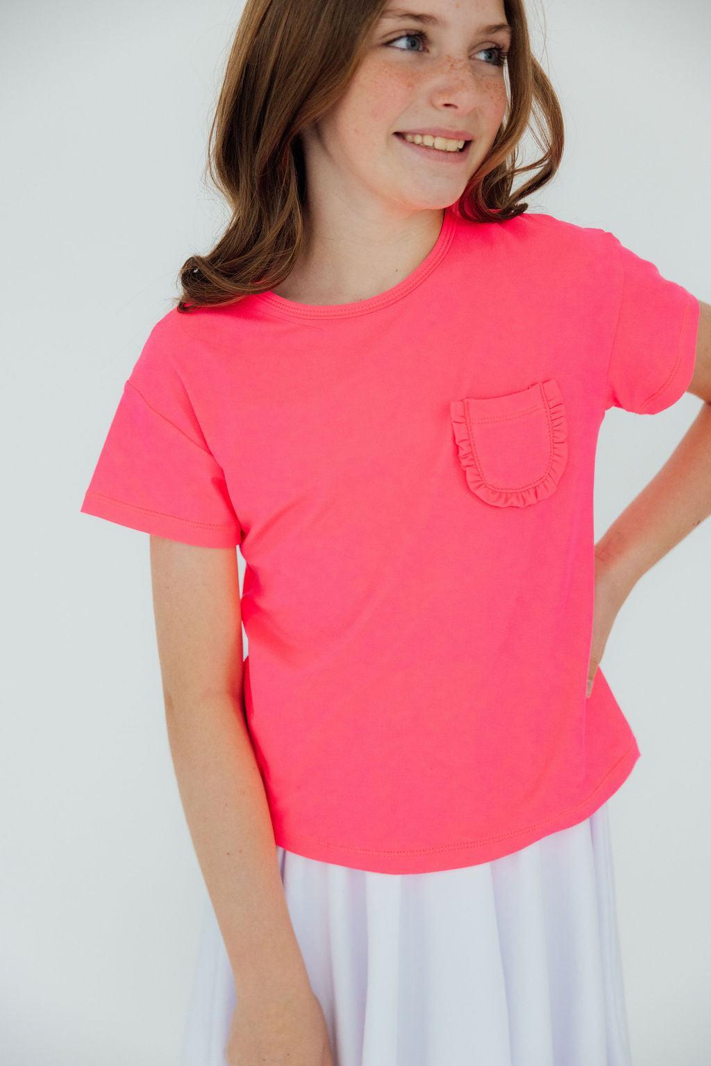 Neon Pink Ruffle Pocket Tee by Mila & Rose ®