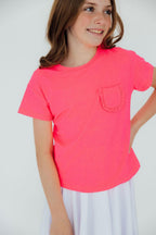 Neon Pink Ruffle Pocket Tee by Mila & Rose ®