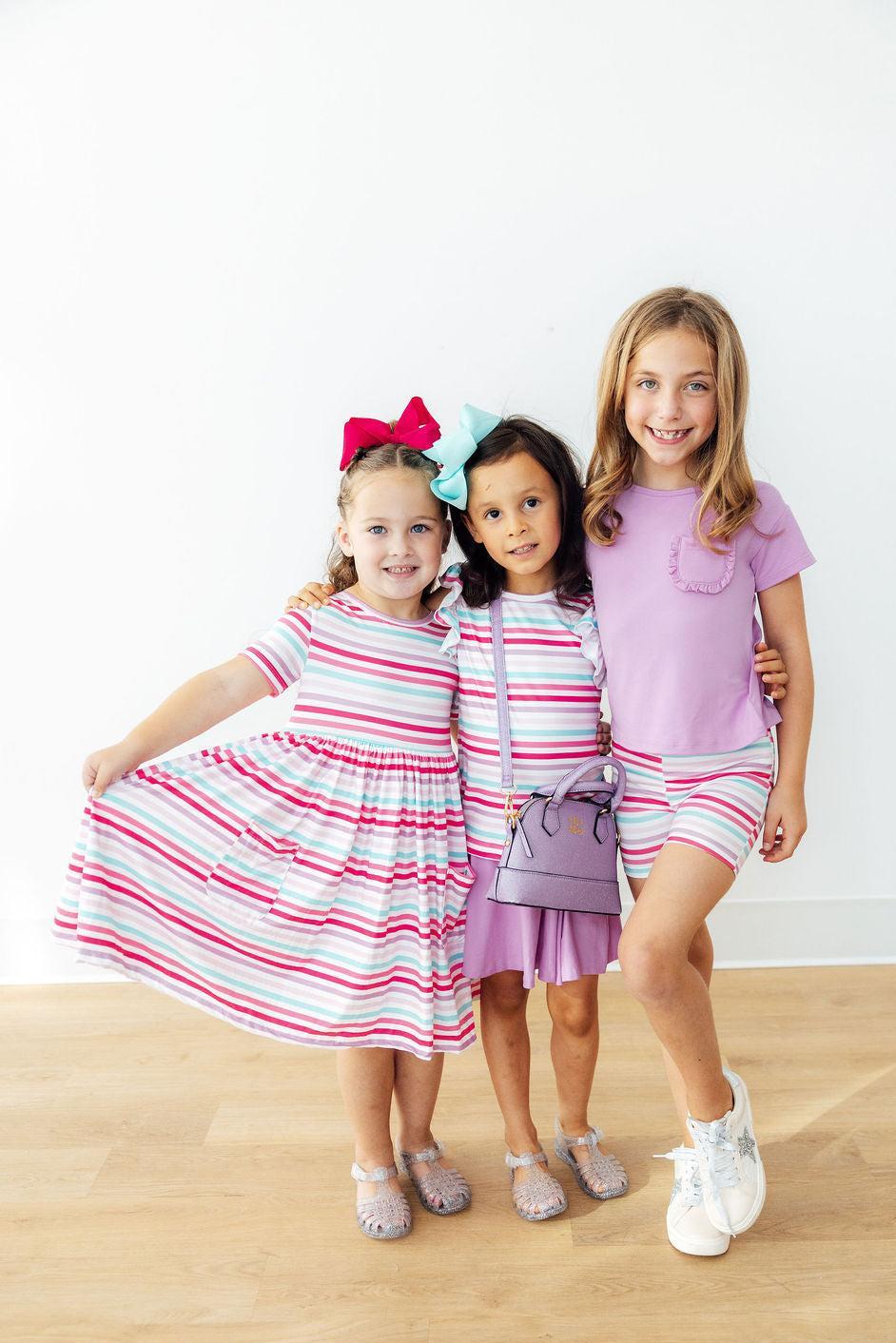 Pastel Stripes S/S Pocket Twirl Dress by Mila & Rose ®