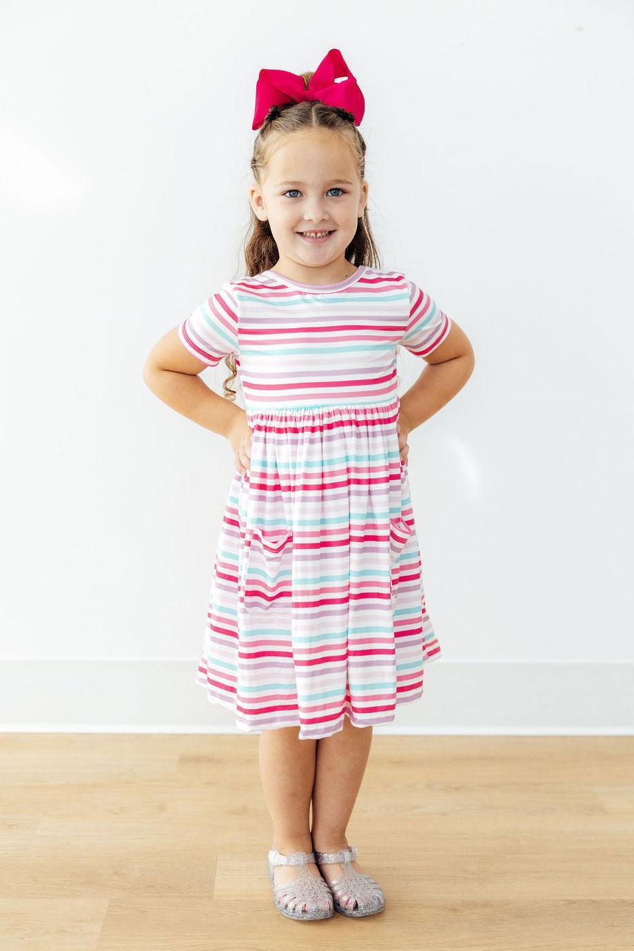 Pastel Stripes S/S Pocket Twirl Dress by Mila & Rose ®