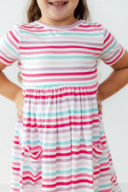 Pastel Stripes S/S Pocket Twirl Dress by Mila & Rose ®