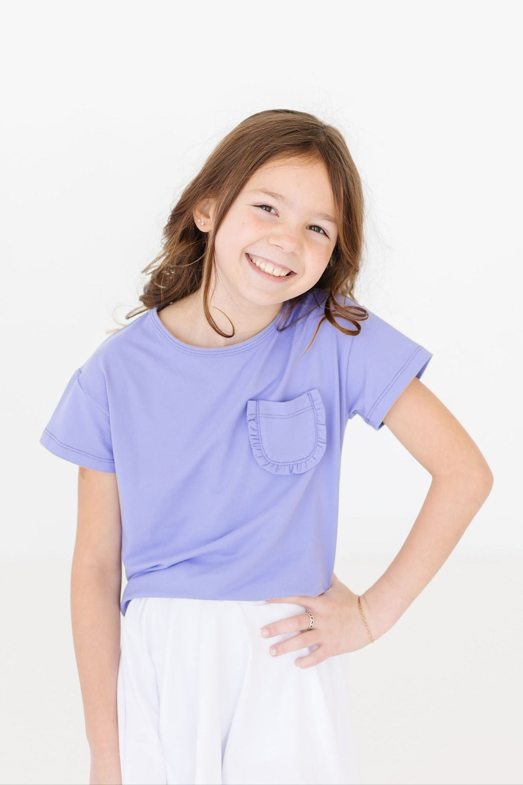 Periwinkle Ruffle Pocket Tee by Mila & Rose ®