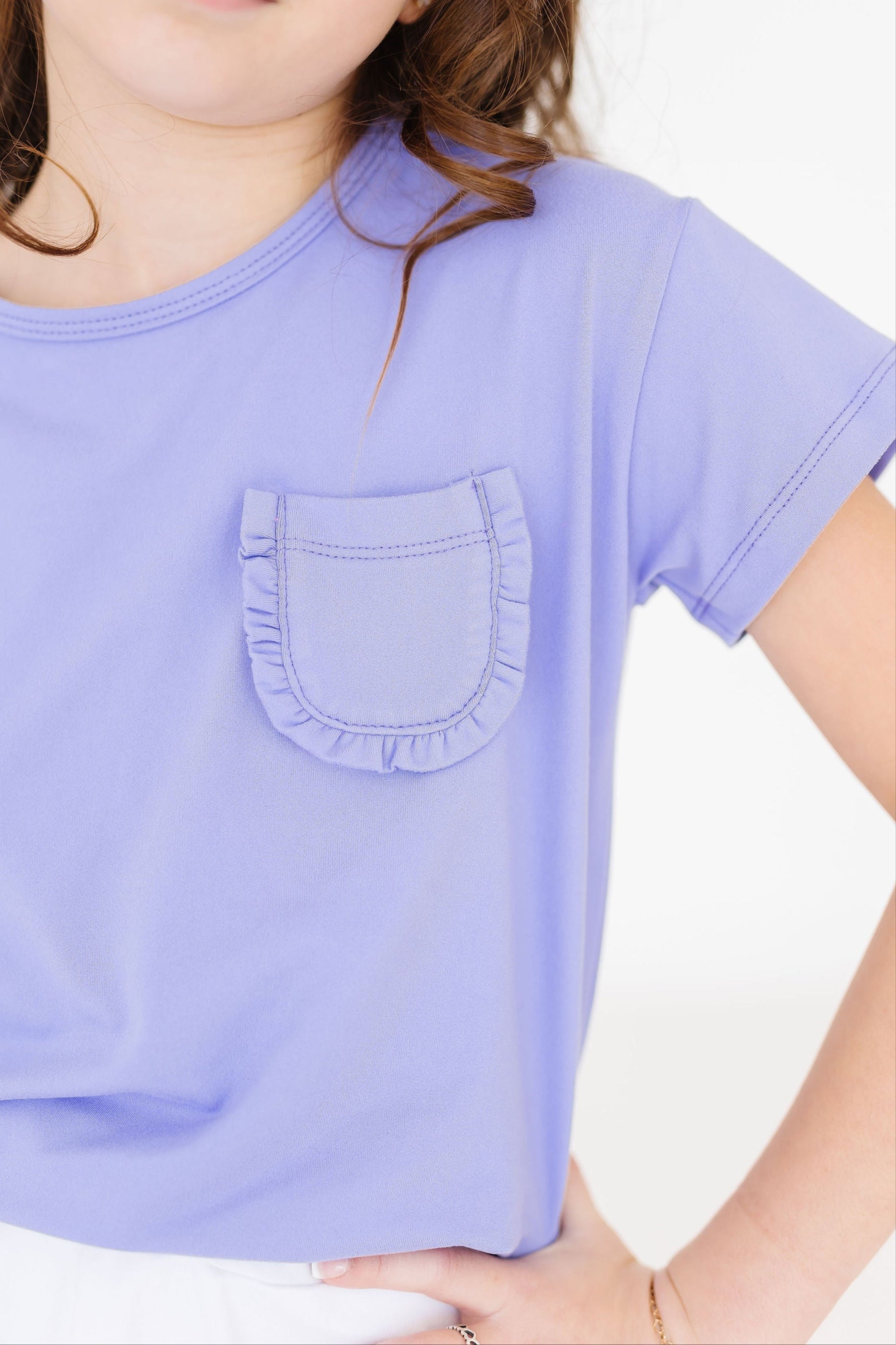 Periwinkle Ruffle Pocket Tee by Mila & Rose ®