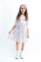 Rainbow Vibes 3/4 Sleeve Pocket Twirl Dress by Mila & Rose ®
