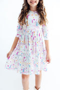 Rainbow Vibes 3/4 Sleeve Pocket Twirl Dress by Mila & Rose ®