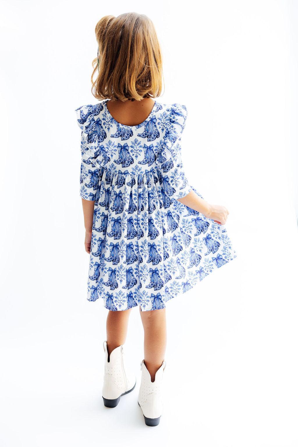 Southern Belle 3/4 Sleeve Ruffle Twirl Dress by Mila & Rose ®