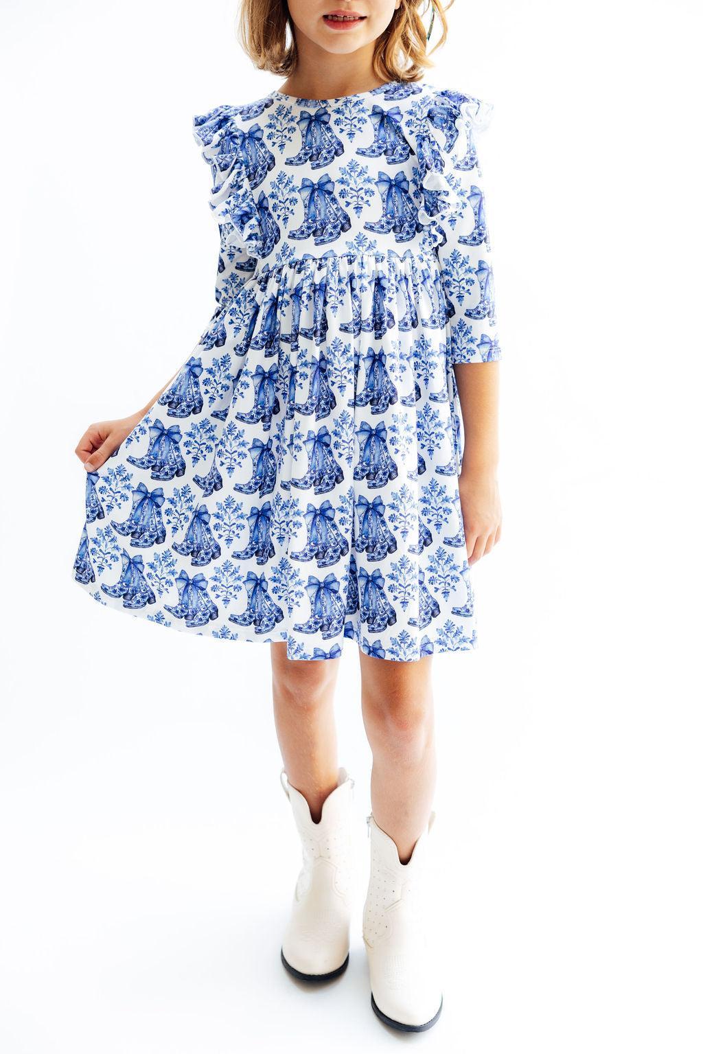 Southern Belle 3/4 Sleeve Ruffle Twirl Dress by Mila & Rose ®