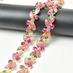 The Stardust Pink Blossom – Glitter Pink Leaf Glass Rhinestone Chain & Trim Applique by Stardust Starlets