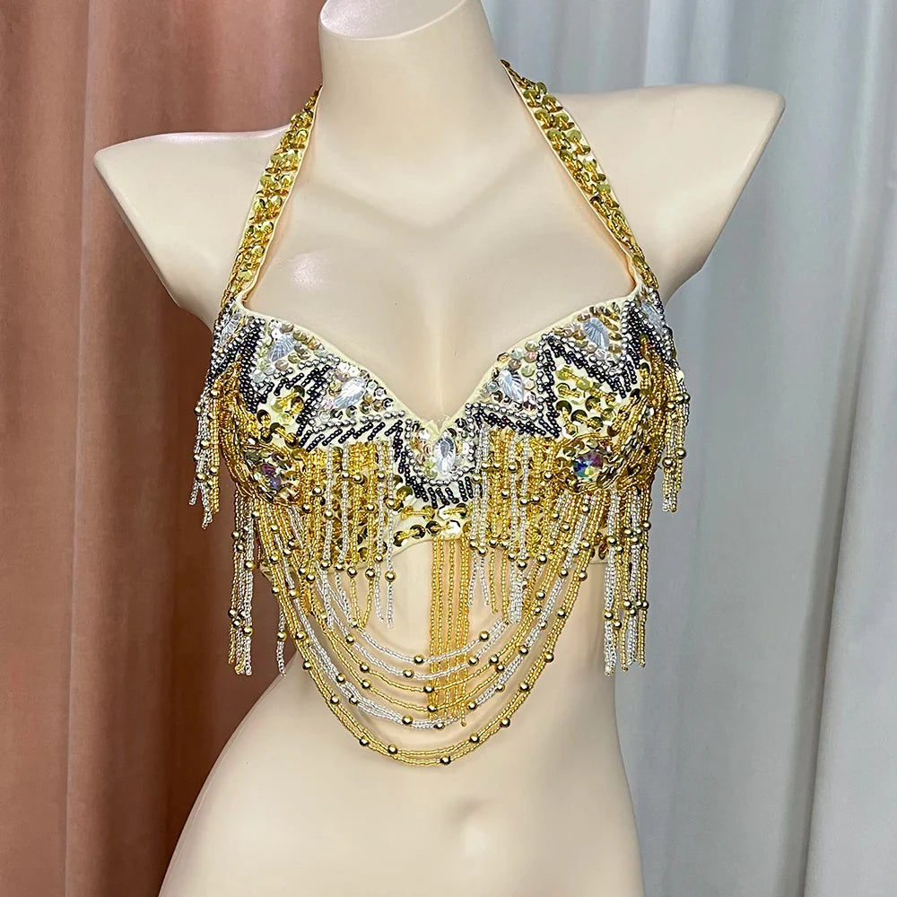 The Stardust Prism Sirena – Deluxe Beaded & Sequined Belly Dance Bra Top by Stardust Starlets