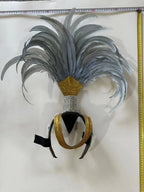The Stardust Dionysia – Silver & Charcoal Feather Carnival & Masque Ball Headdress by Stardust Starlets