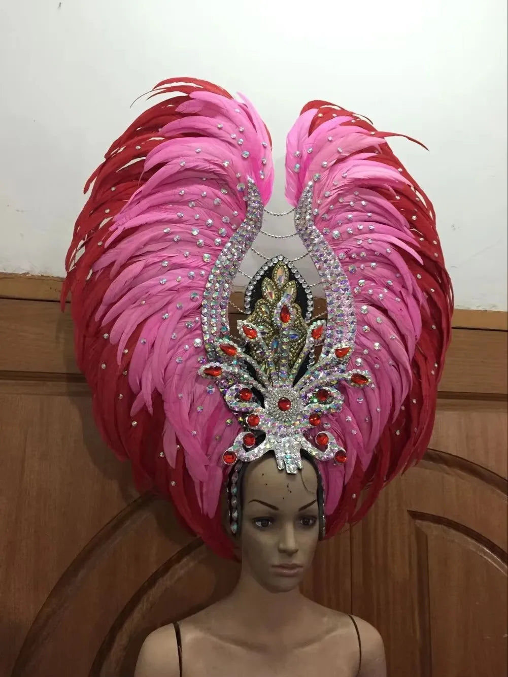 Feather headdress samba costume carnival halloween party bar performance hat makeup dance wings parade by Stardust Starlets