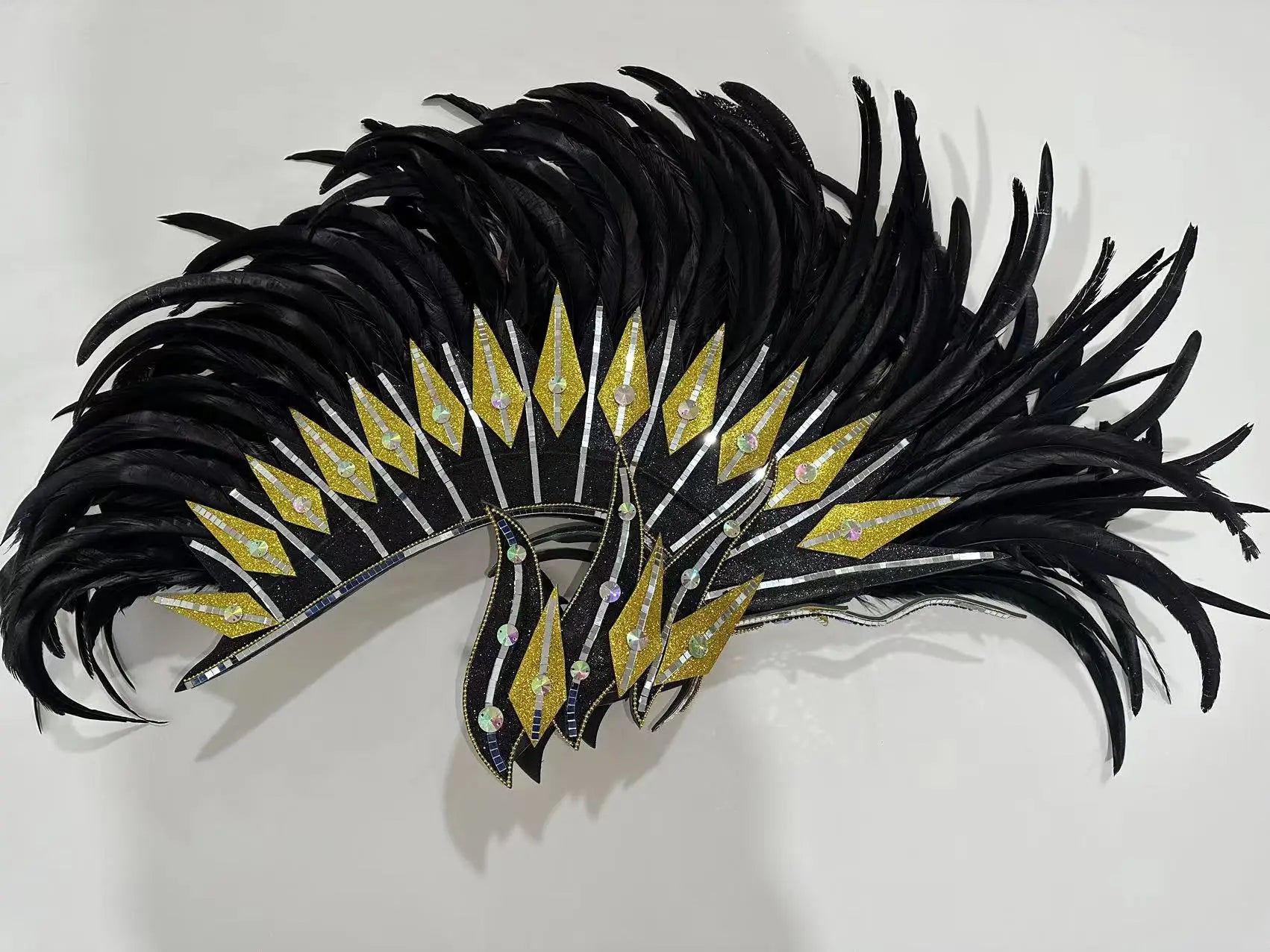 The Stardust Dark Empress – Premium Black Feathered Carnival & Gogo Headdress by Stardust Starlets