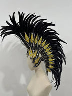 The Stardust Dark Empress – Premium Black Feathered Carnival & Gogo Headdress by Stardust Starlets