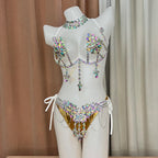 The Stardust Empress Royale – Deluxe Rhinestone Samba Carnival Wire Bra, Panty, Belt & Necklace 4-Piece Costume Set by Stardust Starlets