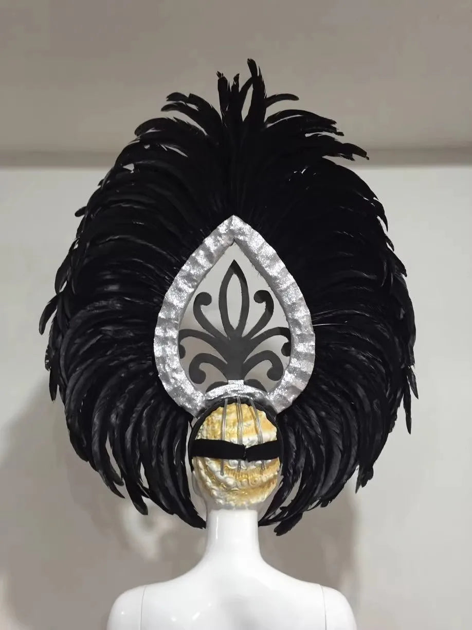 The Stardust Wings of Radiance – Deluxe Feathered Samba & Carnival Crown by Stardust Starlets
