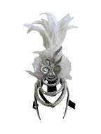 The Stardust Dionysia – Pure White Feather Carnival & Masque Ball Headdress by Stardust Starlets